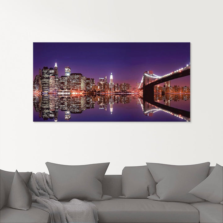 ARTland Glasbilder Wandbild Glas Bild einteilig 60x30 cm Querformat USA Amerika New York City Brookl