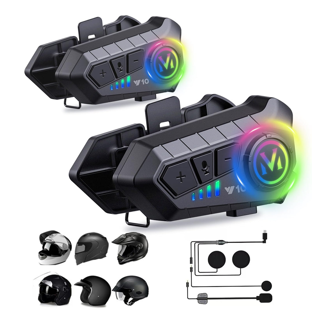 Motorradhelm Headset Bluetooth mit Mikrofon Intercom Motorrad Kommunikationssystem Helm Kopfhörer fü