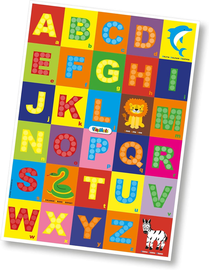 Playmais FUN TO LEARN ABC Bastel-Set für Kinder ab 3 Jahren I Motorik-Spielzeug mit 550 Stück & 14 M