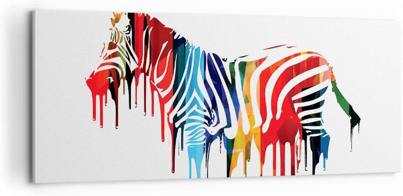 Wandbilder Dekoration Wohnzimmer Zebra Detail digital wild Panorama Bilder auf Leinwand 120x50cm Lei