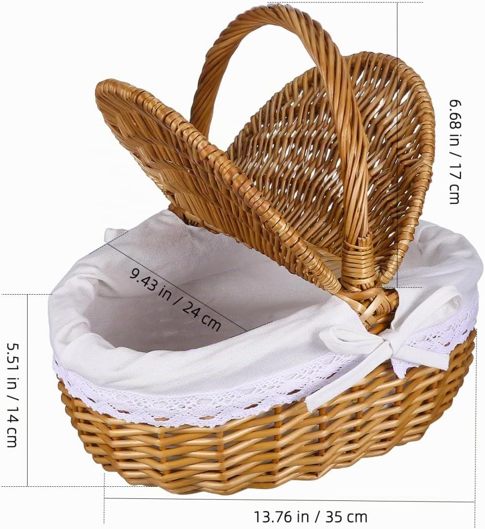Toddmomy 1 Stück Weiden-Picknickkorb Mit Deckel Und Griff Leere Picknickkörbe Im Vintage-Stil Für Pi