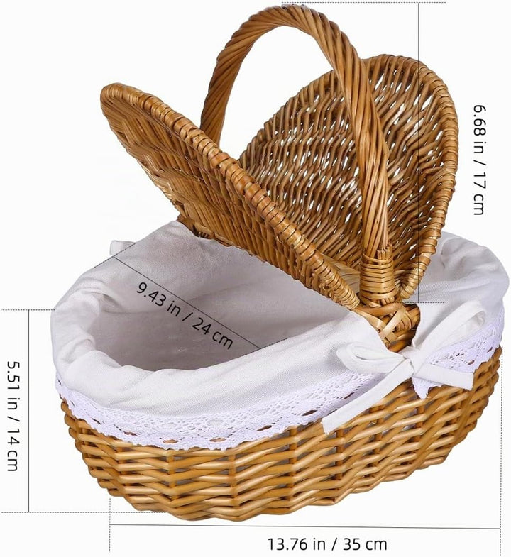 Toddmomy 1 Stück Weiden-Picknickkorb Mit Deckel Und Griff Leere Picknickkörbe Im Vintage-Stil Für Pi