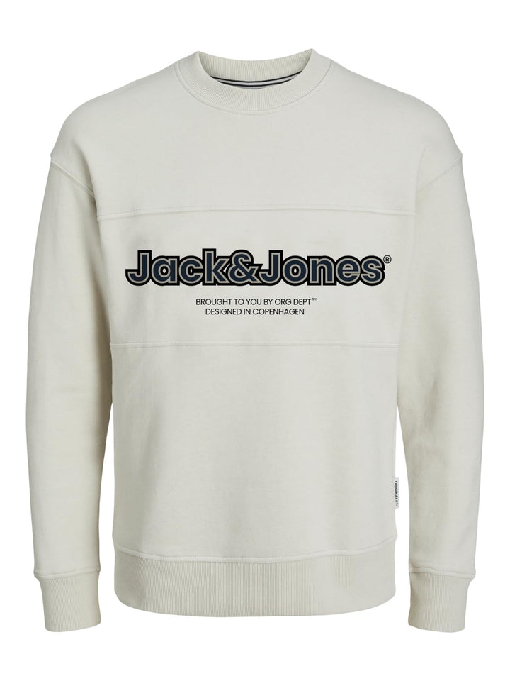 JACK & JONES Jungen Jorlakewood Sweat Crew Neck Bf Jnr Sweatshirt 140 Moonbeam/Detail:jj Print / Loo