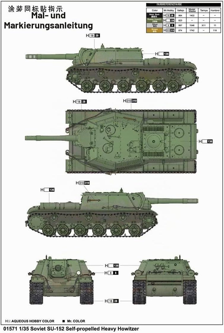 Trumpeter 01571 Modellbausatz Soviet SU-152 Self-propelled Heavy How., Mittel