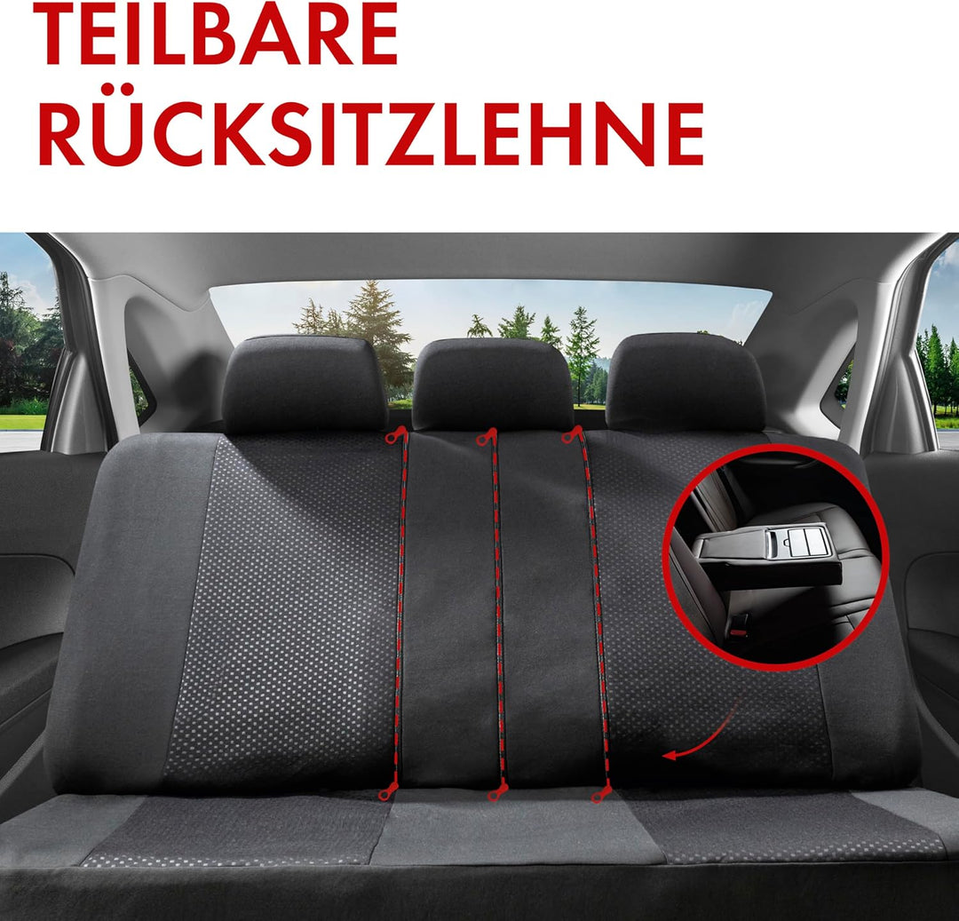 Walser Autositzbezüge Tratto mit Reissverschluss, Zipp-IT Schonbezüge Komplettset, 2 Vordersitzbezüg