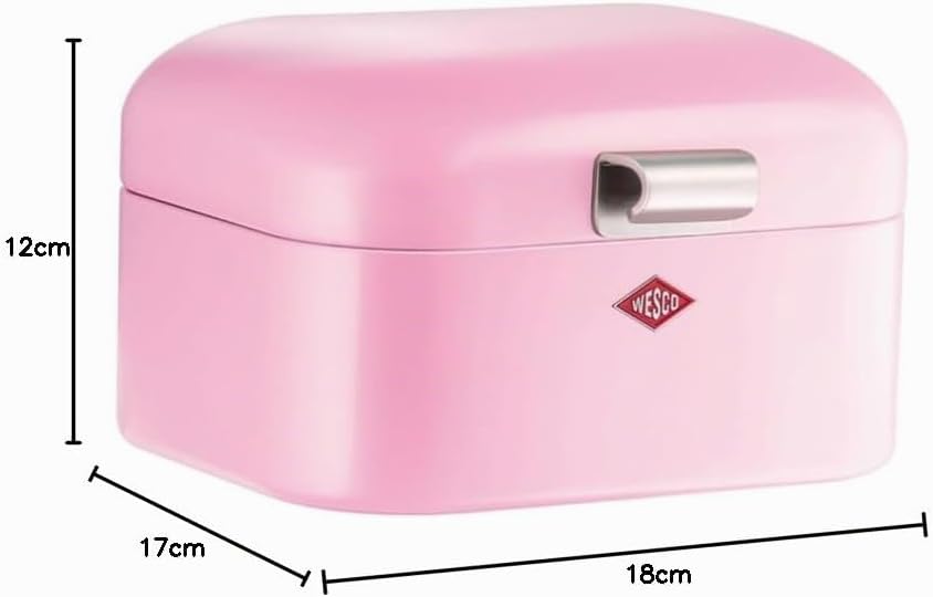 WESCO Mini Grandy Brotkasten in der Farbe pink, pulverbeschichtetes Stahlblech, Lüftungslöcher und s