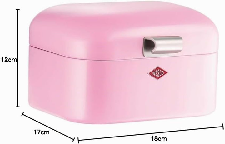 WESCO Mini Grandy Brotkasten in der Farbe pink, pulverbeschichtetes Stahlblech, Lüftungslöcher und s