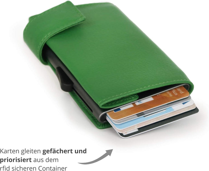 SecWal Kartenetui mit Münzfach Reissverschluss (Grün), Grün