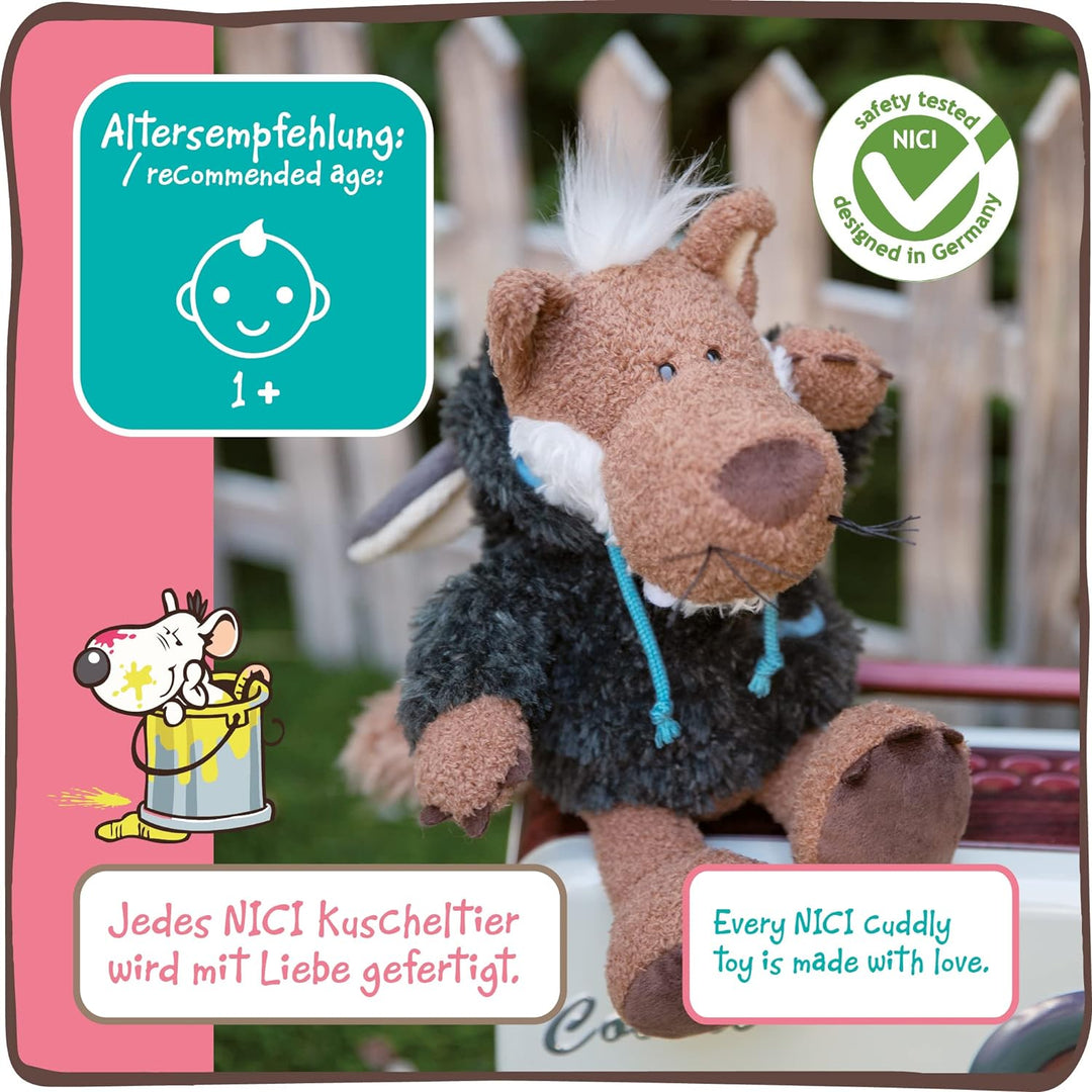 NICI Kuscheltier Wolf Jolly Hugo sitzend 25 cm I Plüschtier für Mädchen, Jungen & Babys I Flauschige