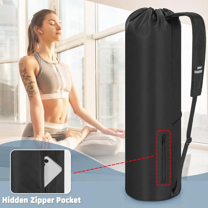 AKOZLIN Yoga Mat Bag with Multi-Functional Storage Pockets, Waterproof Yoga Mat Carrying Bag with Ad