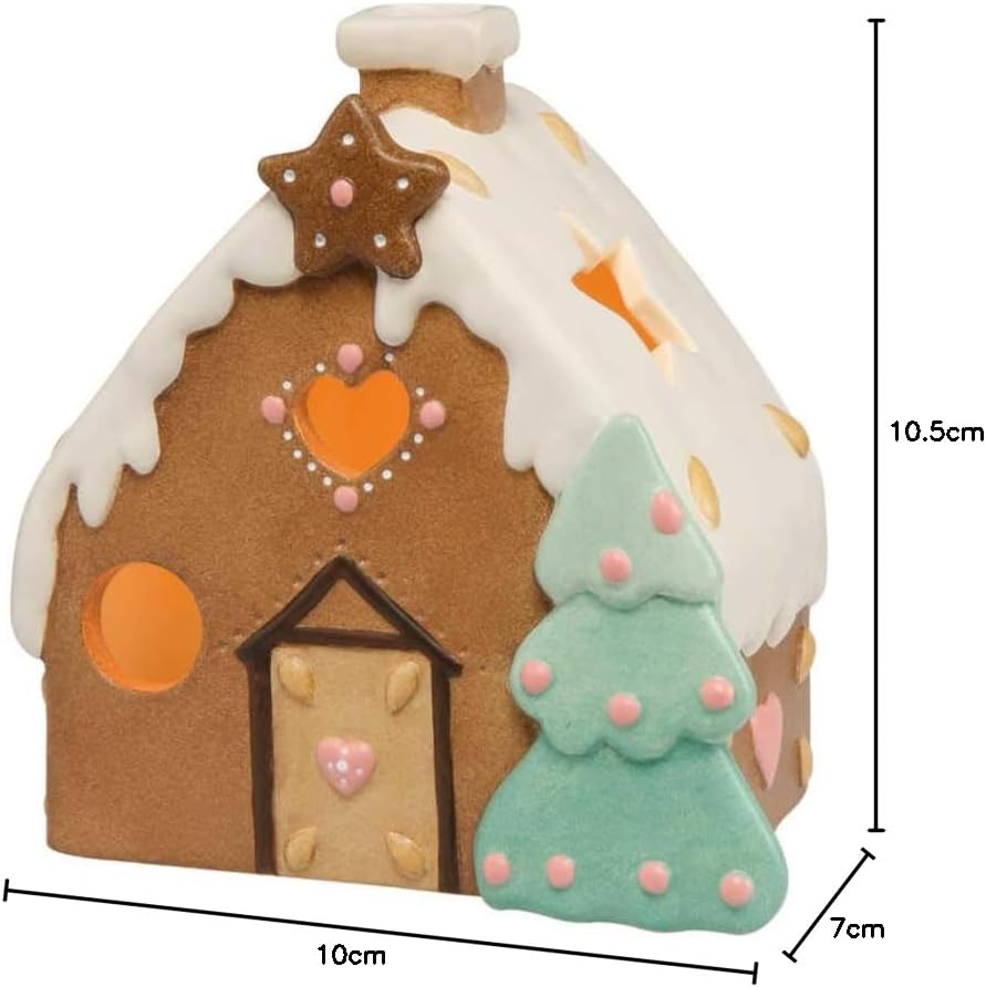 Goebel X-Mas Süsses Lebkuchenhaus mit LED-Teelicht aus Steingut Mehrfarbig, Masse: 10cm x 7cm x 10,5