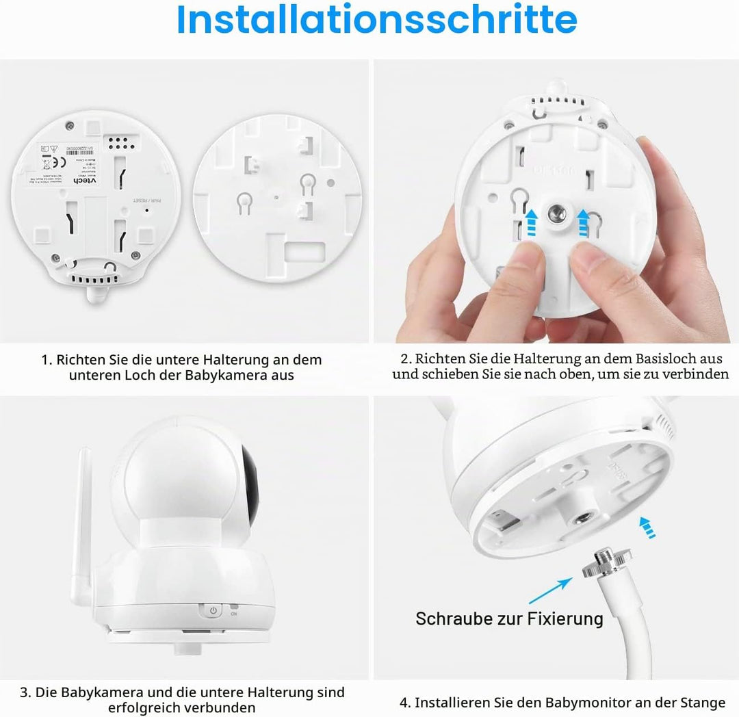 HOLACA Flexible Clip-Halterung kompatibel mit VTech VM923/924Babyphone ohne Werkzeug oder Wandbeschä