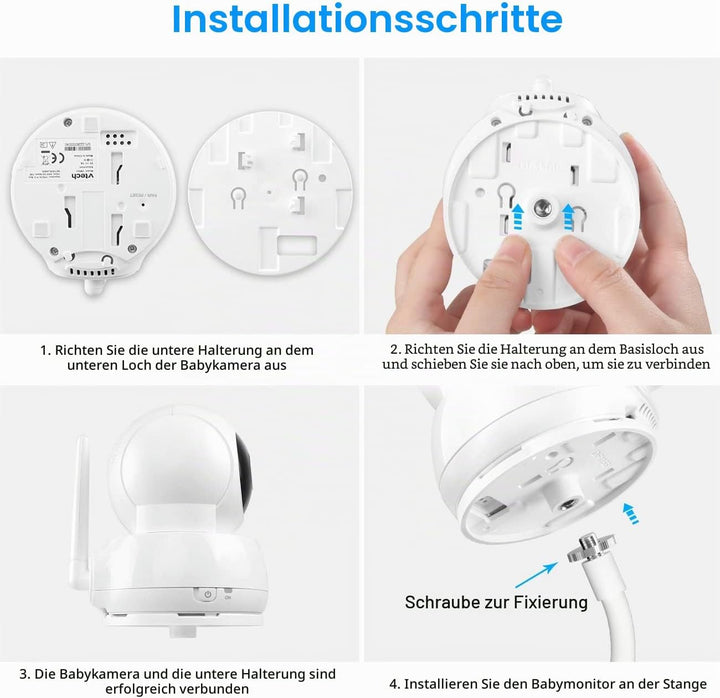HOLACA Flexible Clip-Halterung kompatibel mit VTech VM923/924Babyphone ohne Werkzeug oder Wandbeschä