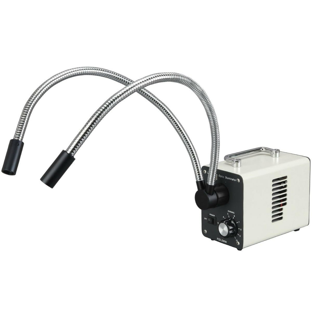 AmScope LED-50WY 50W LED Fiber Optic Dual Schwanenhalsleuchten Mikroskop Illuminator