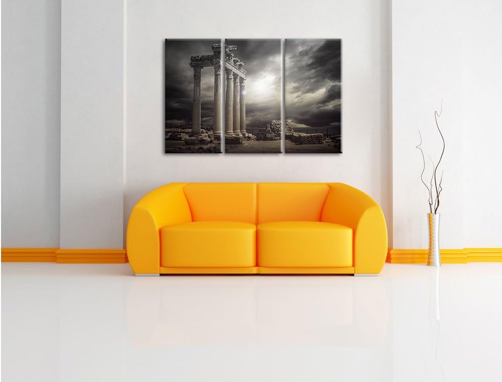 Pixxprint Apollon Tempel Ruine in Side als Leinwandbild/Grösse: 3 Teilig (120x80) cm/Wandbild/Kunstd