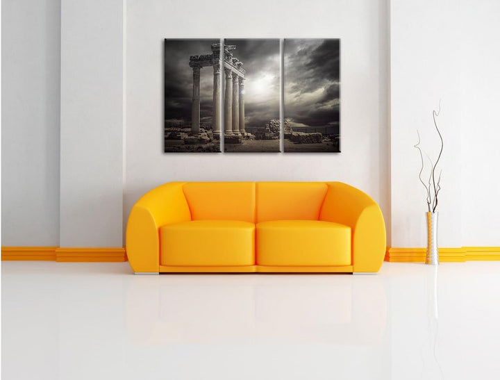 Pixxprint Apollon Tempel Ruine in Side als Leinwandbild/Grösse: 3 Teilig (120x80) cm/Wandbild/Kunstd