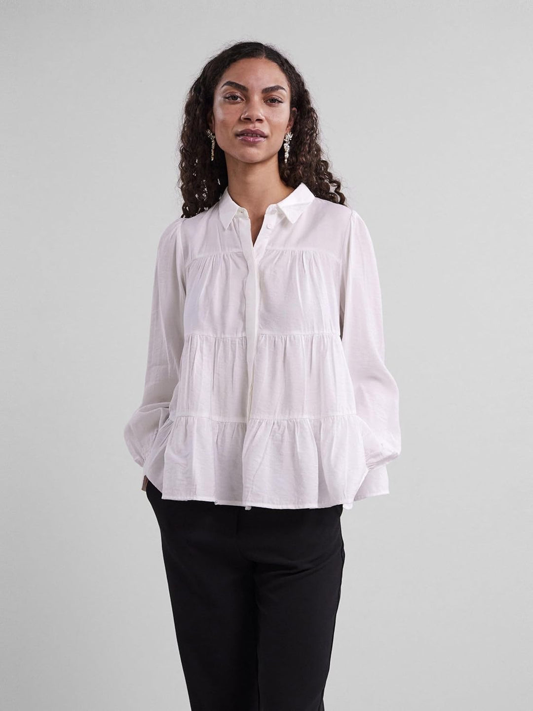 YAS Damen Yaspala Ls Shirt S. Noos Hemd/Bluse XS Star White, XS Star White