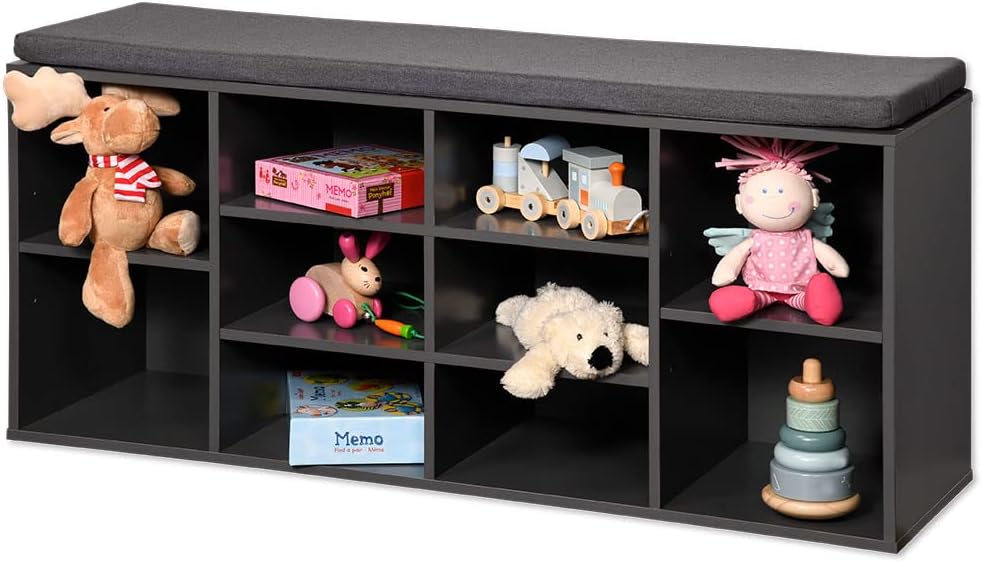 Kesper Schuhschrank mit Sitzkissen, Material: Faserplatte, Masse: B103,5 x H48 cm x L29,5 cm, Farbe: