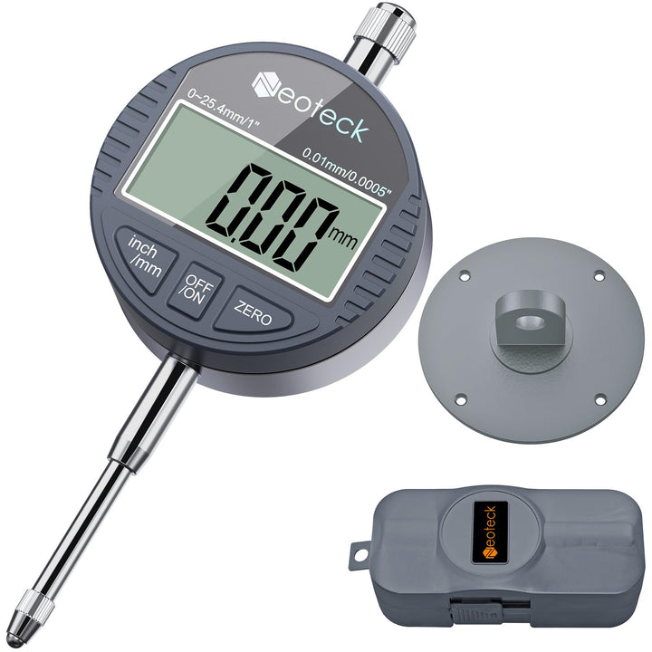 Neoteck Digitale Messuhr 0.01/0.0005'' Digital Messuhr Messtaster 0-25.4mm/1'' Digital Dial Indicato