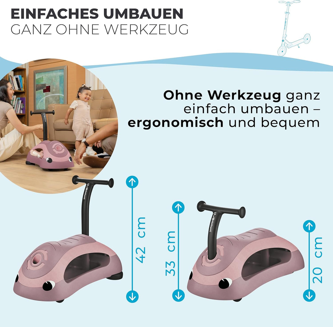 GLOBBER Walk N' ROLL 2in1 ECO – Lauflernwagen & Rutschauto, Eva-Rollen, nachhaltiger Kunststoff mit