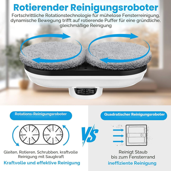 WIWOLER Fensterputzroboter, 5600Pa Automatischer Fensterreinigungsroboter Weiss, Weiss