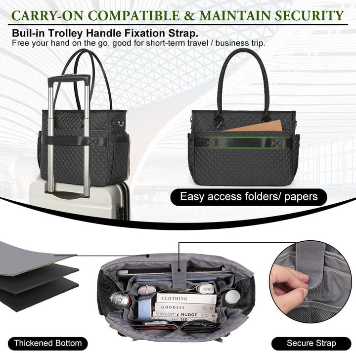 Laptoptasche Damen 15,6 Zoll Lehrertasche Gross Aktentasche Tasche mit 2 Seitentaschen, Notebooktasc