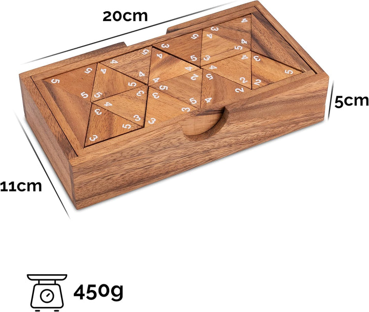 LOGOPLAY Tridomino - Triomino - Dreieck-Domino - Legespiel - Gesellschaftsspiel aus Holz mit weissen