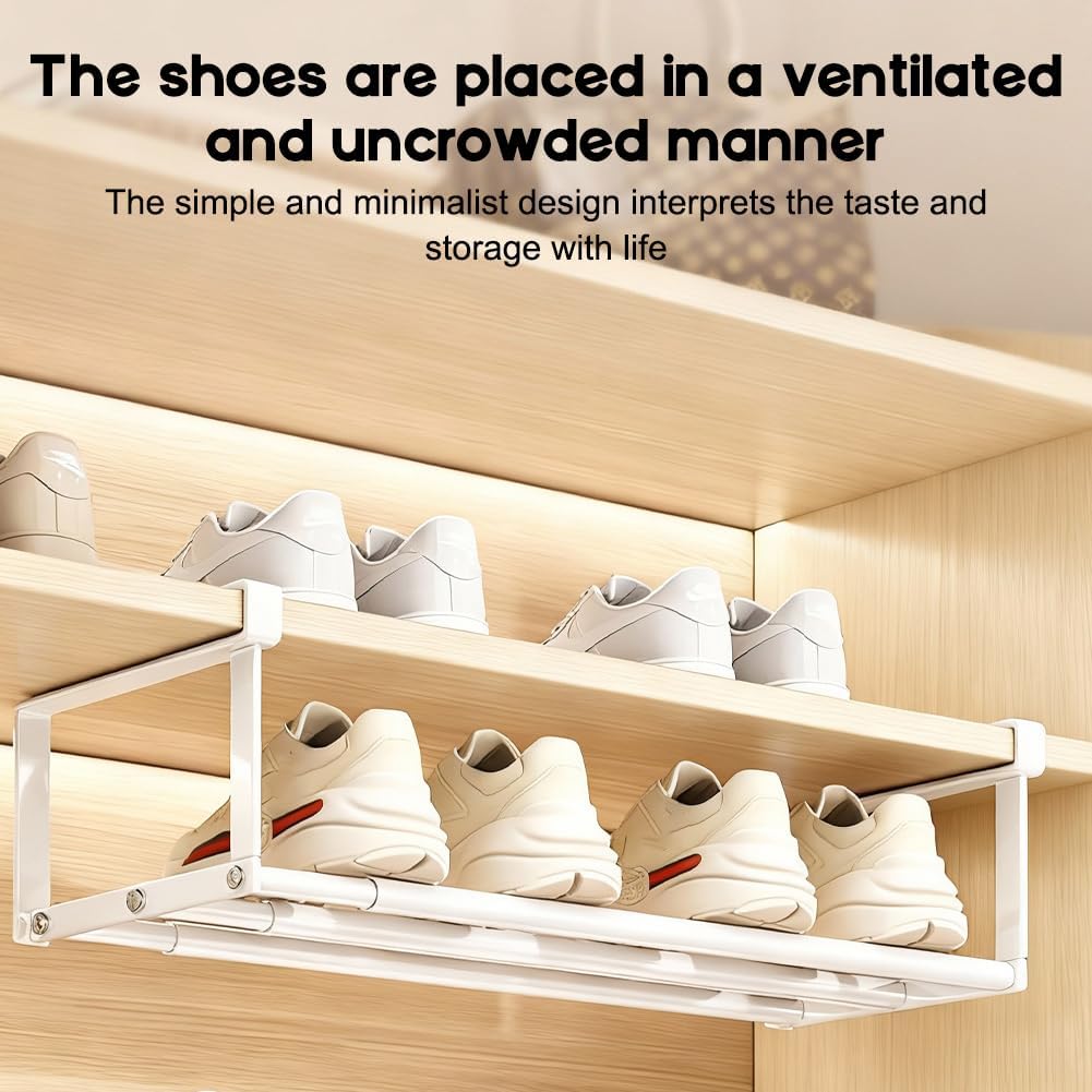 RANJIMA Unterregal Hängekorb Ausziehbar, Hängendes Schuhregal Organizer im Schrank, Verstellbarer 40