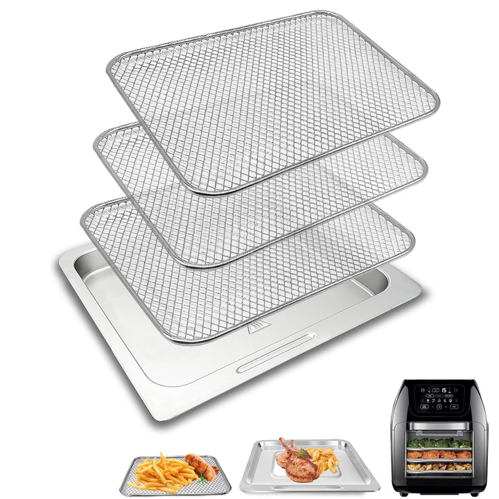 4 Stück Set Air Fryer Drip Pan mit Korb für Multifunktionale Digital 10 QT 10L XL Air Fryer 17 Touch