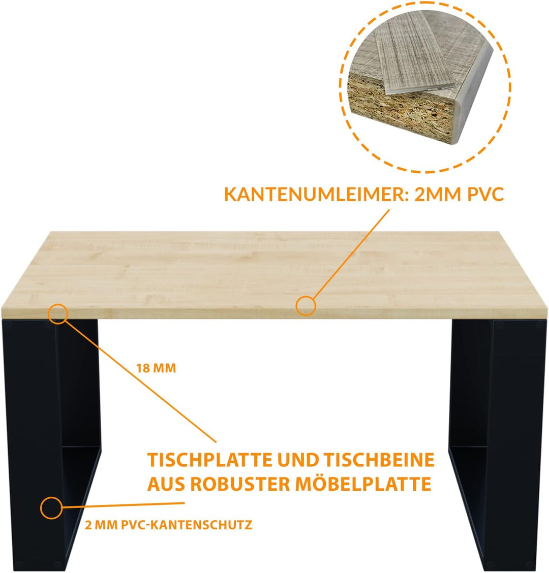AKKE Couchtisch Wohnzimmertisch Beistelltisch Tisch Für Wohnzimmer Ahorn 60 x 60 x 45 L:60cm x B:60c