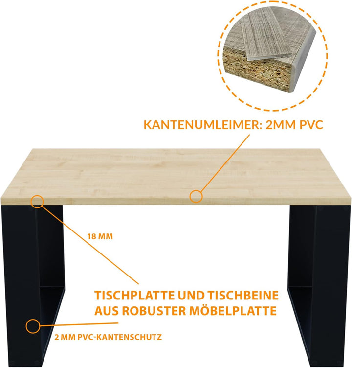 AKKE Couchtisch Wohnzimmertisch Beistelltisch Tisch Für Wohnzimmer Ahorn 60 x 60 x 45 L:60cm x B:60c