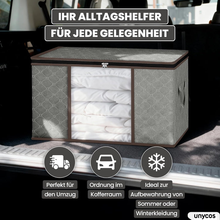unycos - 6 Stück | 90L Aufbewahrungstasche, Kleideraufbewahrungstaschen, Stoff mit Transparentem Fen