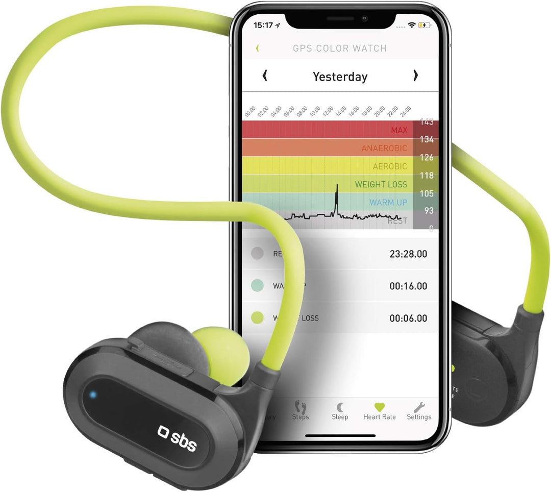 SBS HEART RATE RUNNER Sport-Ohrhörer mit Herzfrequenzmessung, flexiblem Kopfband, Answer/End-Taste,