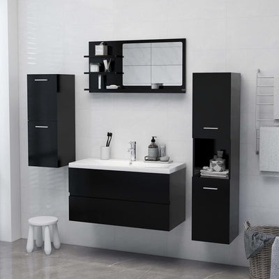 homiuse 90x10,5x45 cm Badspiegel Spiegel mit 3 Regale Rechteckiger Wandspiegel Mirror Badezimmerspie