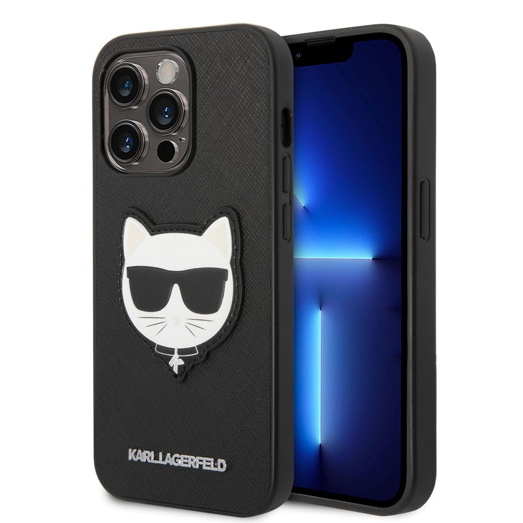 KARL LAGERFELD KLHCP14LSAPCHK hülle für iPhone 14 Pro 6,1" hardcase schwarz/Black Saffiano Choupette
