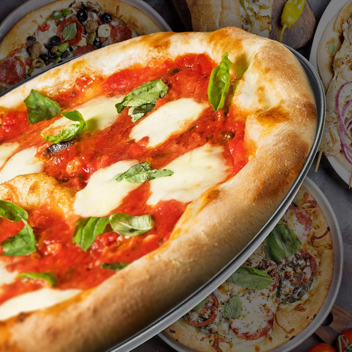 KADAX Pizzaform ∅ 32 cm, Pizza-Pfanne mit Löchern, Backblech aus verzinktem Blech, Pizzablech in zwe