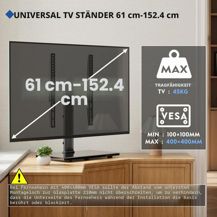 BONTEC TV Standfuss TV Ständer Universal Höhenverstellbar für 26-55 Zoll LCD LED OLED Plasma Flach &