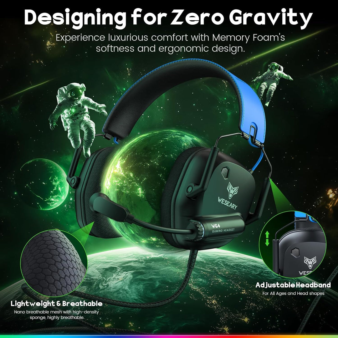 WESEARY Gaming Headset, Headset Stereo Gaming Headphones mit Mikrofon für PS4, PS5, PC, Xbox One, Sw