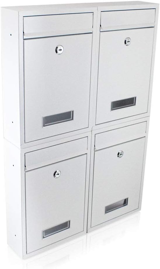 BITUXX® Kompakter Mini Briefkasten Wandbriefkasten Letterbox erweiterbar zur Briefkastenanlage (Weis