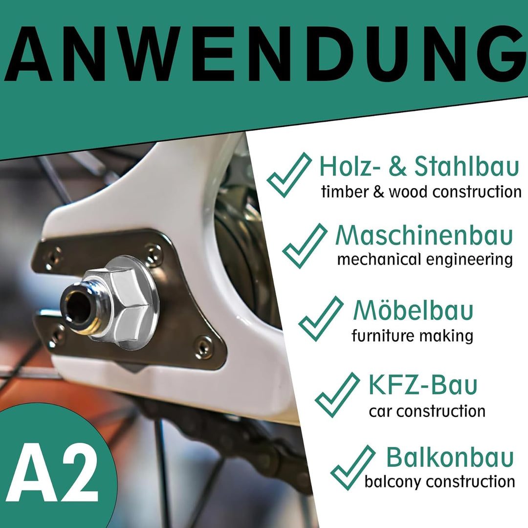 Flanschmutter mit Sperrverzahnung nach DIN 6923 / Edelstahl A2, V2A / Sechskantmutter mit Flansch un