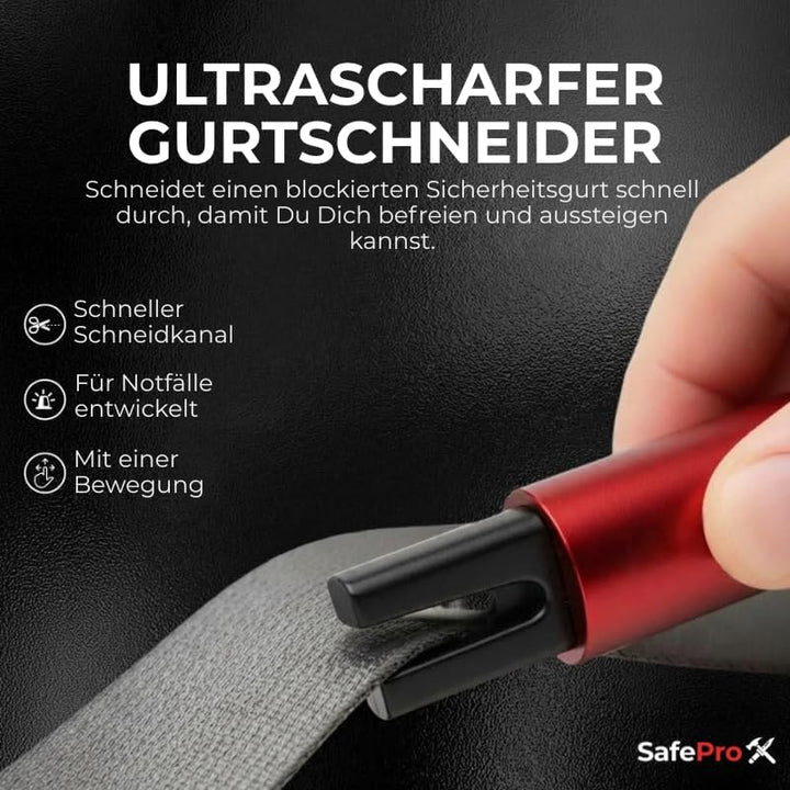 Notfallhammer Auto mit Gurtschneider - Lebensrettender Kompakt Federkörner Glasbrecher - Sicherheit