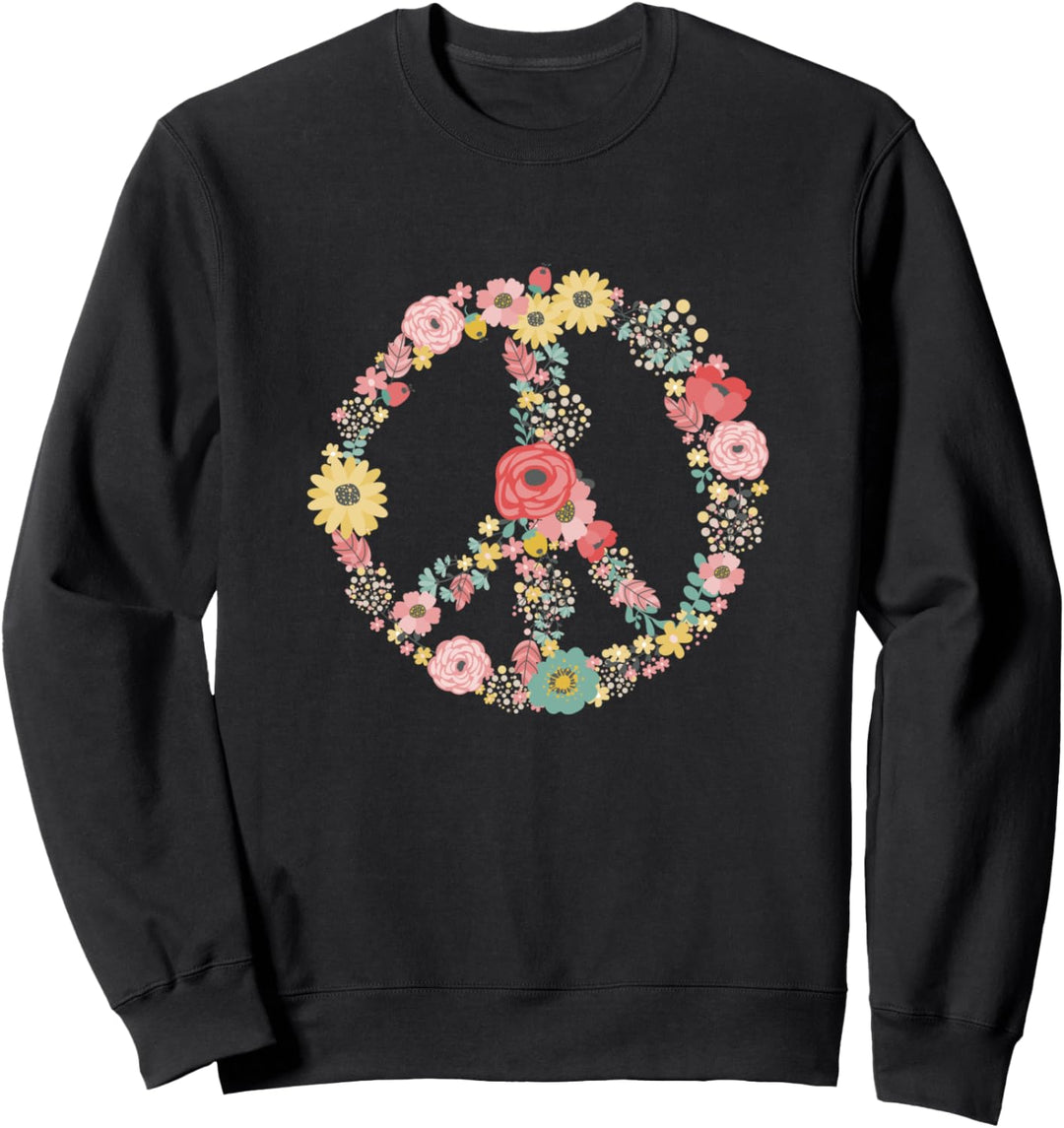 Blumige Frieden Zeichen Grafik Shirt Sweatshirt