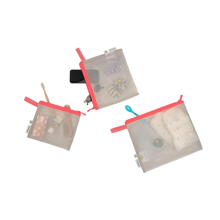 LÄSSIG Wickeltaschen Zubehör Set 3-teilig, Organisations Netztaschen für unterwegs/Mesh Bags Set neo
