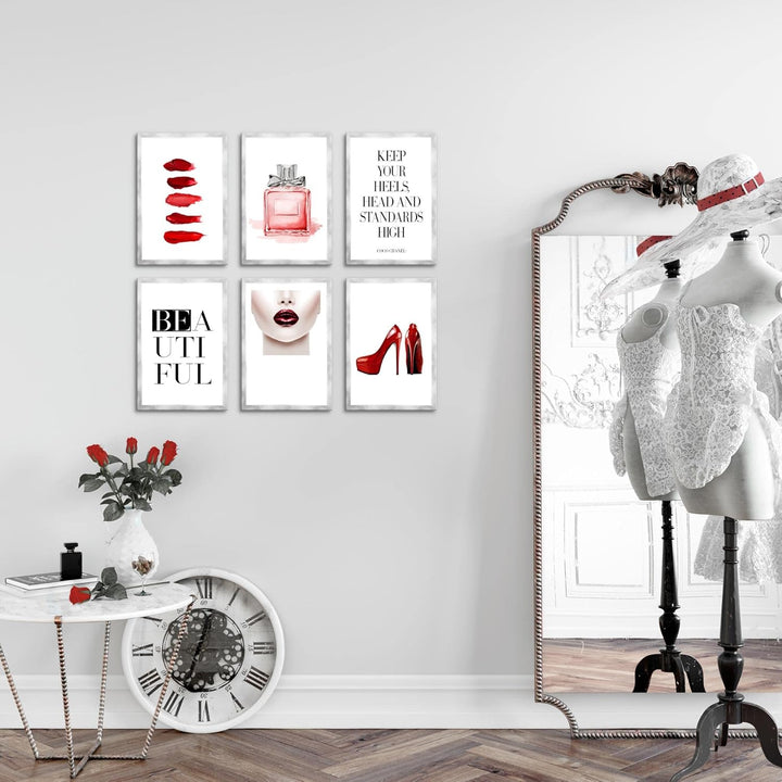 Novart Wandbilder Set - KOMPLETT AUFHÄNGFERTIG - Made in Germany - Moderne Bilder Fashion Wohnzimmer