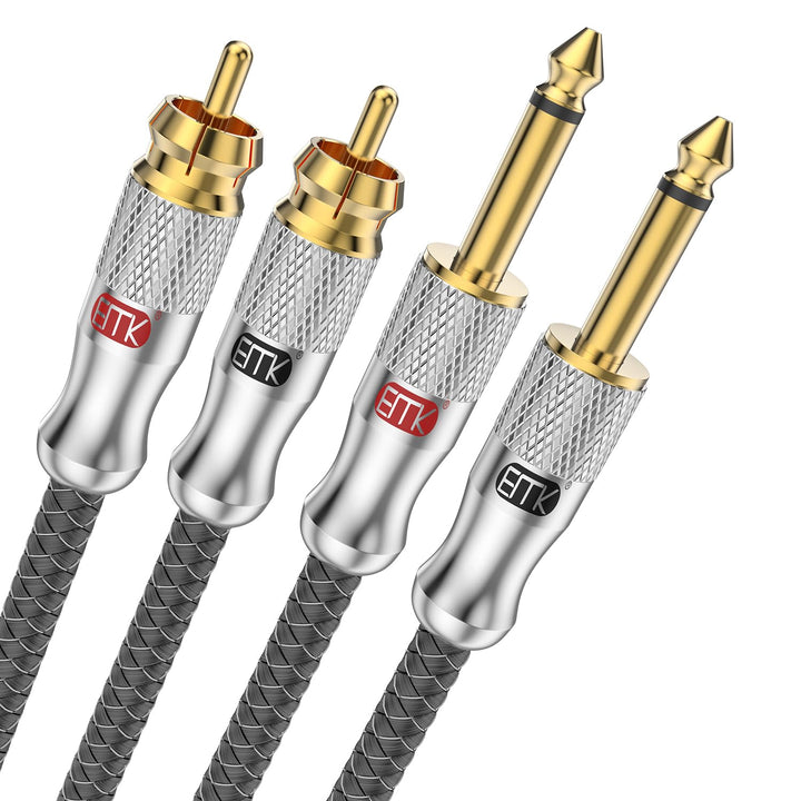 EMK Dual RCA auf Dual 1/4 Zoll Kabel, 2x Cinch auf 2x 6.35mm TS Mono Audio Kabel, Patchkabel für Ver