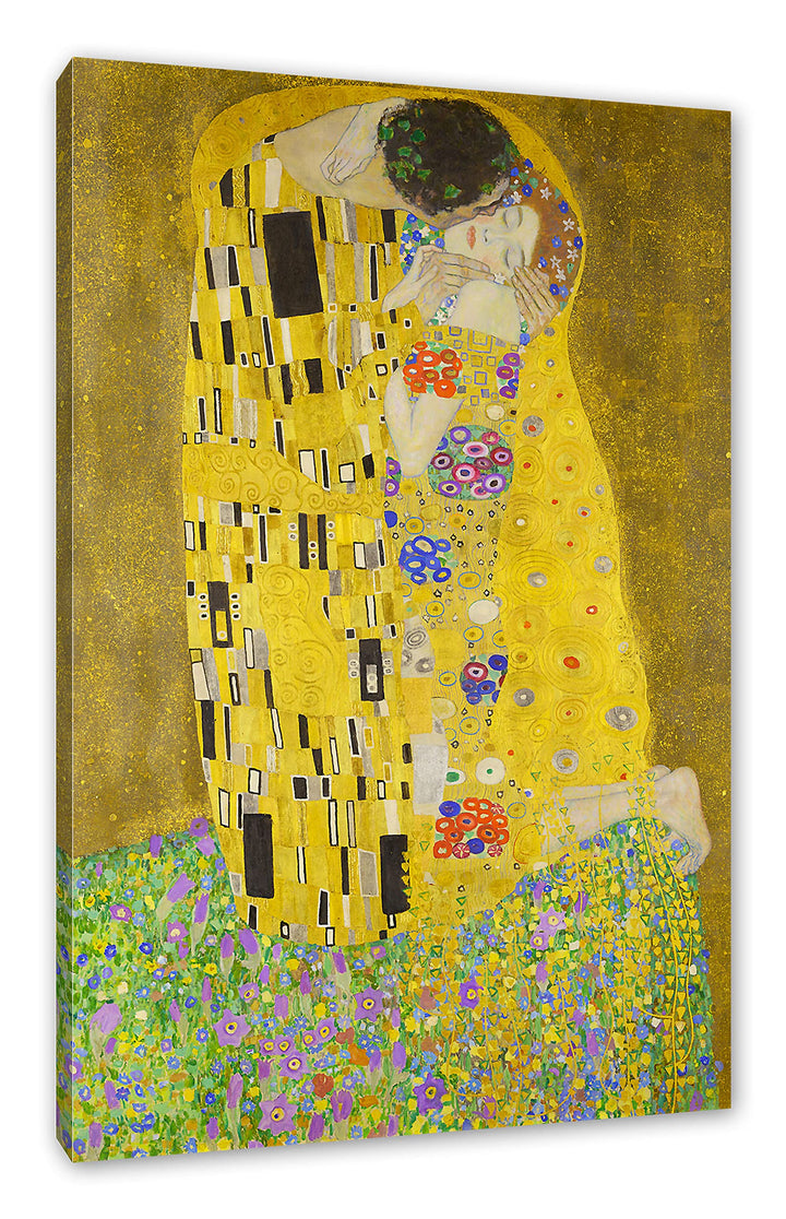 Gustav Klimt - Der Kuss als Leinwandbild / Grösse: 100x70 cm / Wandbild / Kunstdruck / fertig bespan