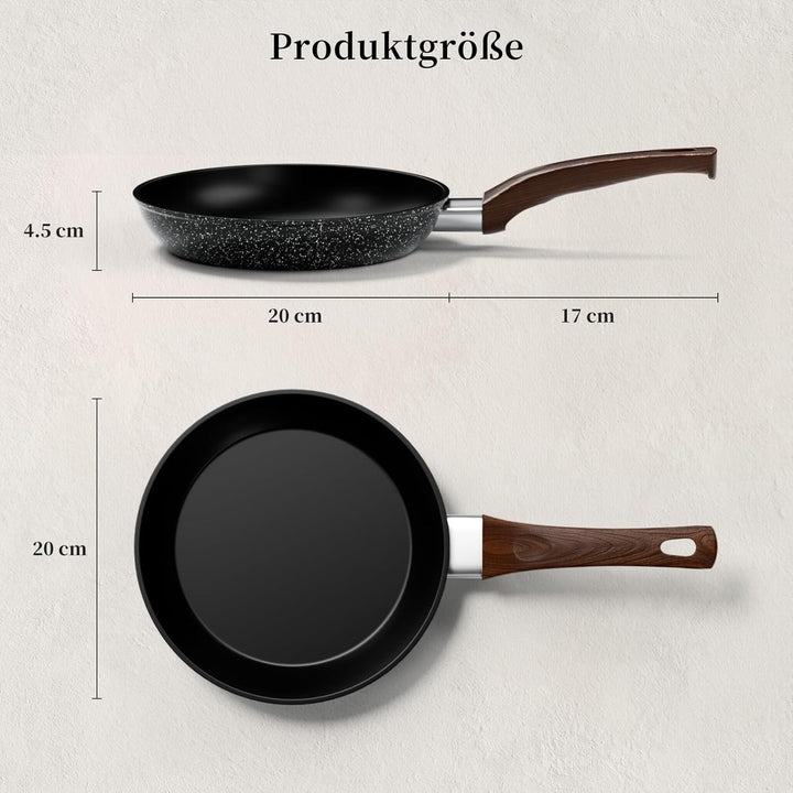 Innerwell Antihaft Bratpfanne 20 cm, Pfanne Induktion mit Keramik Antihaftbeschichtung in Profiquali