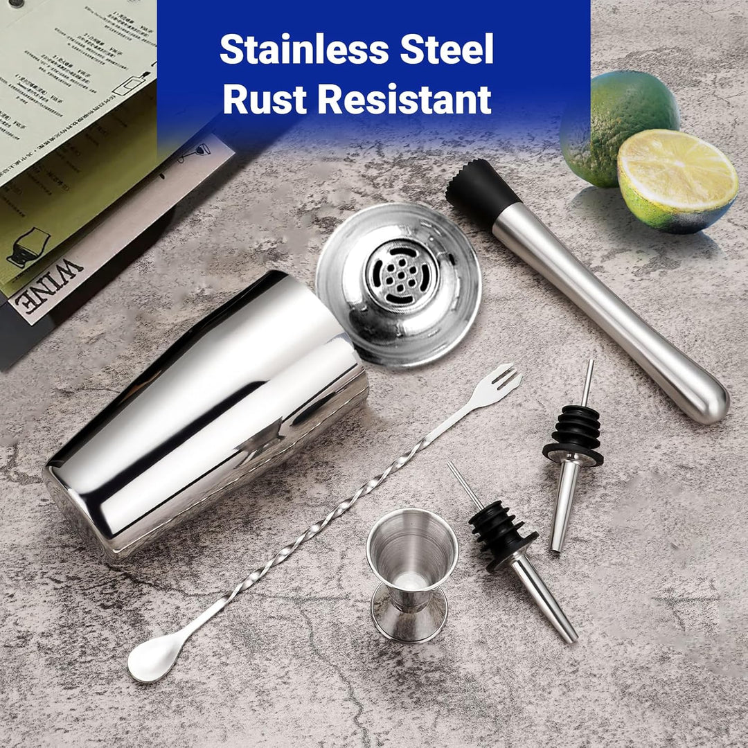 Cocktail Set - Edelstahl Cocktail Shaker - Coktailmixset 750 ML - Cocktail zubehör mit Shaker, doppe