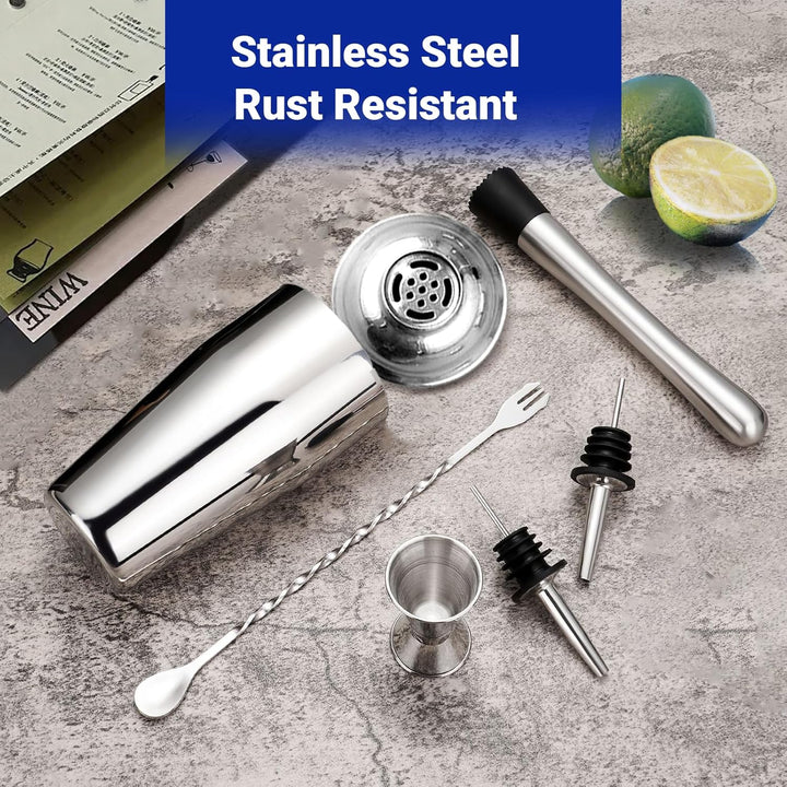 Cocktail Set - Edelstahl Cocktail Shaker - Coktailmixset 750 ML - Cocktail zubehör mit Shaker, doppe