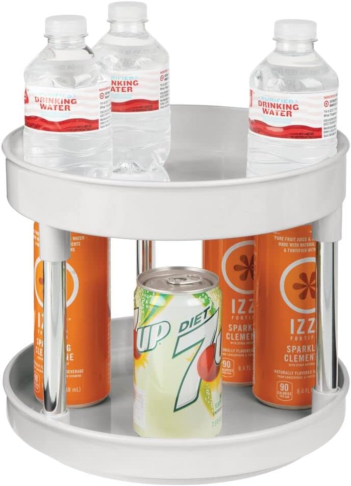 mDesign 2er-Set Lazy Susan Küchenregal zweistöckig – praktisches Gewürzregal für Küchenschrank oder